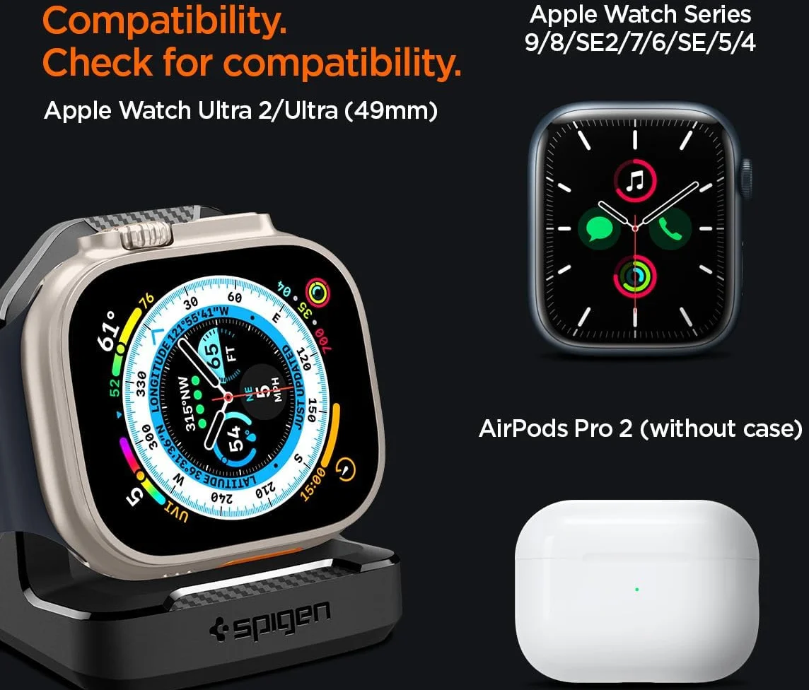 Spigen Rugged Armor Smartwatch Stand voor Apple Watch Oplader Zwart afbeelding 3