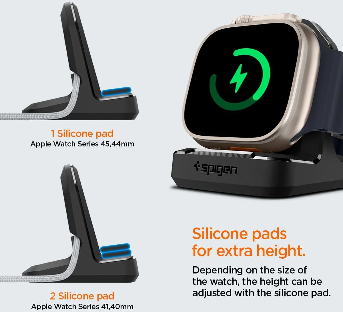Spigen Rugged Armor Smartwatch Stand voor Apple Watch Oplader Zwart afbeelding 5