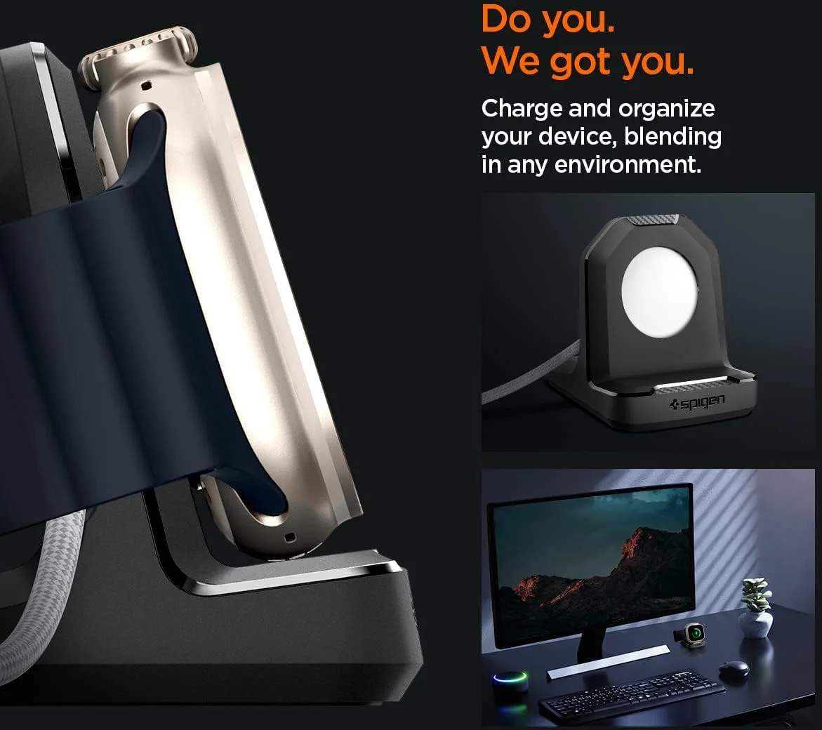 Spigen Rugged Armor Smartwatch Stand voor Apple Watch Oplader Zwart afbeelding 8