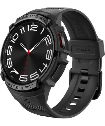 Spigen - Rugged Armor Pro - Galaxy Watch 6 Classic 43MM - Hoesje en Bandje Zwart Cases