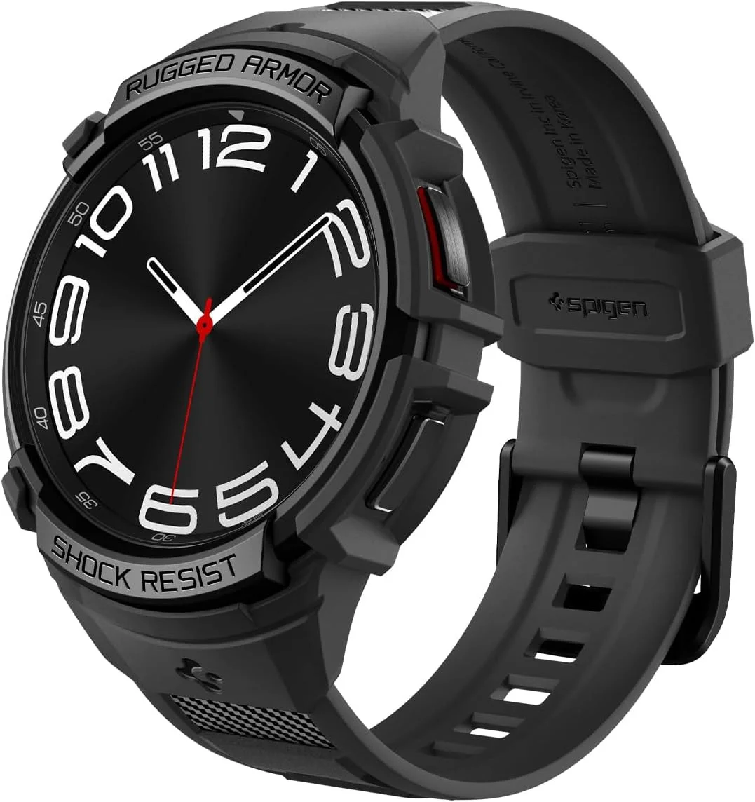 Spigen - Rugged Armor Pro - Galaxy Watch 6 Classic 43MM - Hoesje en Bandje Zwart afbeelding 1