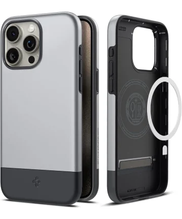 Spigen Style Armor MagFit iPhone 15 Pro Max Hoesje MagSafe Zilver Hoesjes