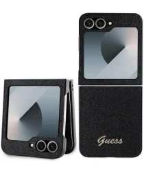 Guess Glitter Script Samsung Galaxy Z Flip 6 Hoesje Back Cover Zwart