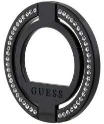 Guess Magnetic Ring Stand Houder - MagSafe Standaard Rhinestones Zwart