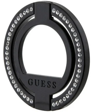 Guess Magnetic Ring Stand Houder - MagSafe Standaard Rhinestones Zwart Houders