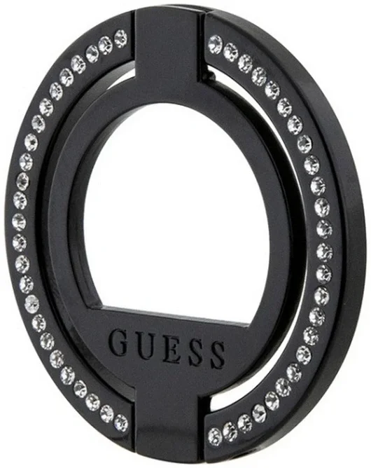 Guess Magnetic Ring Stand Houder - MagSafe Standaard Rhinestones Zwart afbeelding 1