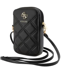 Guess Universeel Crossbody Telefoontasje - Schoudertas Zip Quilted 4G Zwart afbeelding