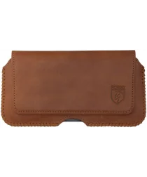 Rosso Deluxe Belt Case Hoesje Met Riemlus Echt Leer Large Bruin