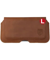 Rosso Deluxe Belt Case Hoesje Met Riemlus Echt Leer Large Bruin afbeelding