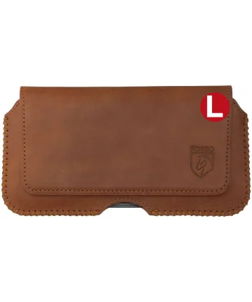 Rosso Deluxe Belt Case Hoesje Met Riemlus Echt Leer Large Bruin Hoesjes