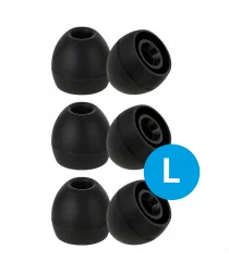 3 Pack Siliconen Vervangende Dopjes voor Oordopjes / Headsets Zwart Large