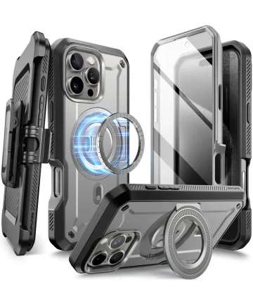 SUPCASE UB Mag Pro Apple iPhone 16 Pro Hoesje MagSafe Stand Grijs Hoesjes