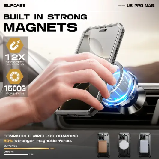 SUPCASE UB Mag Pro Apple iPhone 16 Pro Hoesje MagSafe Stand Grijs afbeelding 7