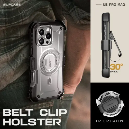 SUPCASE UB Mag Pro Apple iPhone 16 Pro Hoesje MagSafe Stand Grijs afbeelding 6