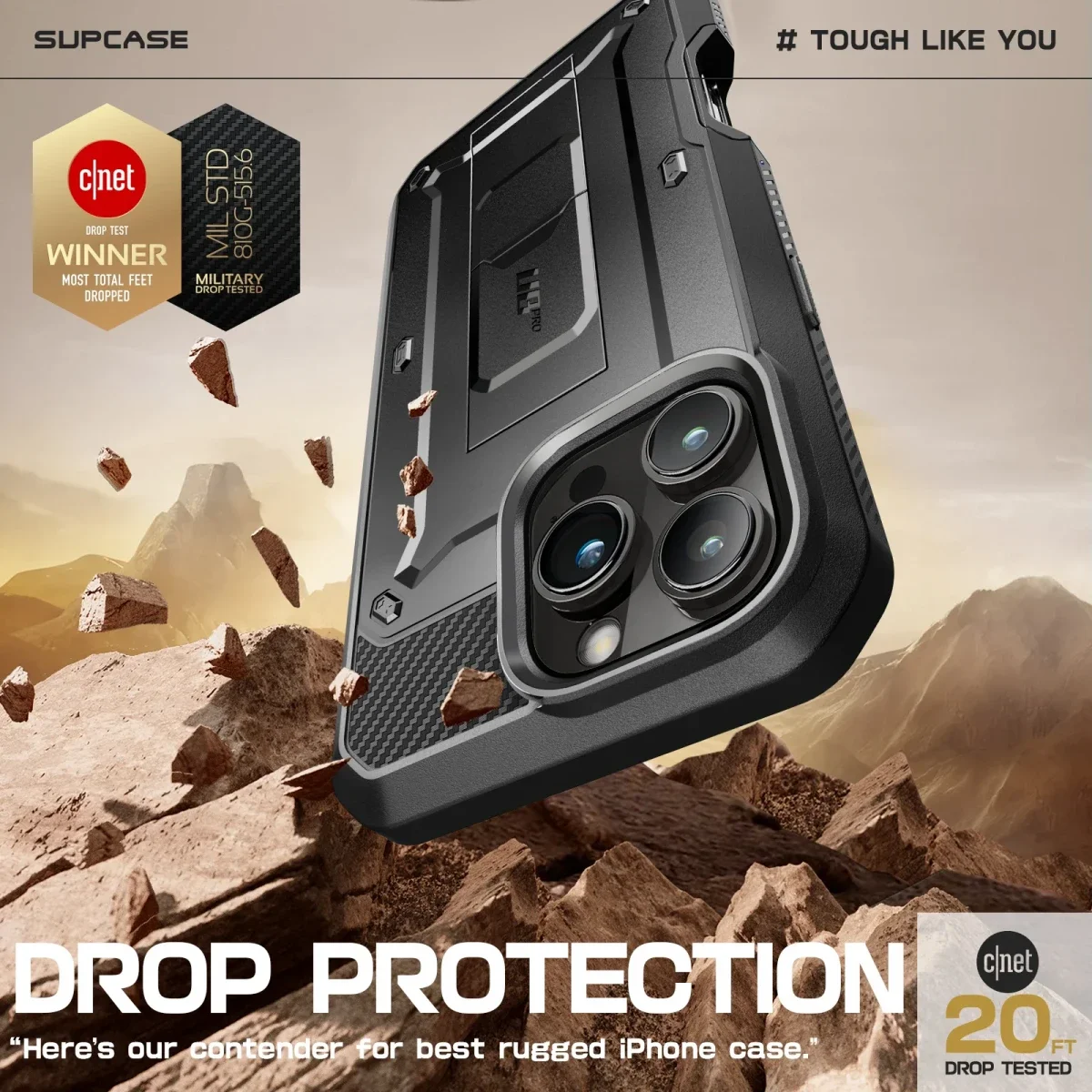 SUPCASE UB Pro Apple iPhone 16 Pro Max Hoesje Full Protect Kickstand Zwart afbeelding 5