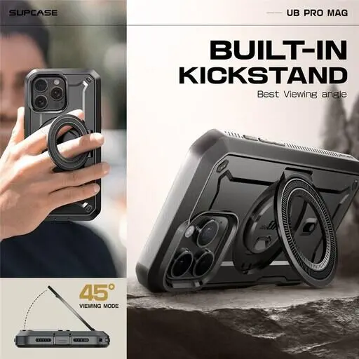 SUPCASE UB Mag Pro Apple iPhone 16 Pro Max Hoesje MagSafe Stand Zwart afbeelding 2