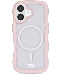 HappyCase Wavy Apple iPhone 16 Hoesje MagSafe Back Cover Roze