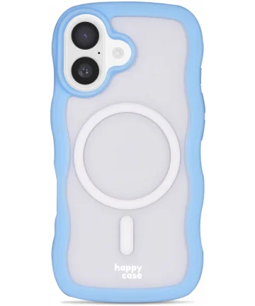 HappyCase Wavy Apple iPhone 16 Hoesje MagSafe Back Cover Blauw Hoesjes