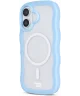 HappyCase Wavy Apple iPhone 16 Hoesje MagSafe Back Cover Blauw