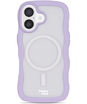 HappyCase Wavy Apple iPhone 16 Hoesje MagSafe Back Cover Paars Hoesjes