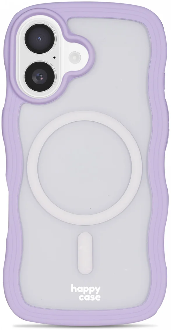 HappyCase Wavy Apple iPhone 16 Hoesje MagSafe Back Cover Paars afbeelding 1