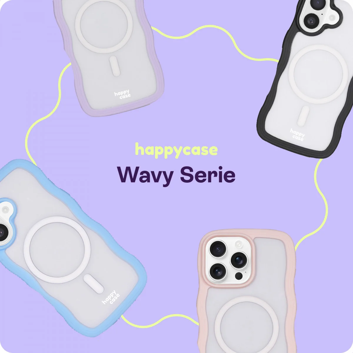 HappyCase Wavy Apple iPhone 16 Hoesje MagSafe Back Cover Paars afbeelding 8