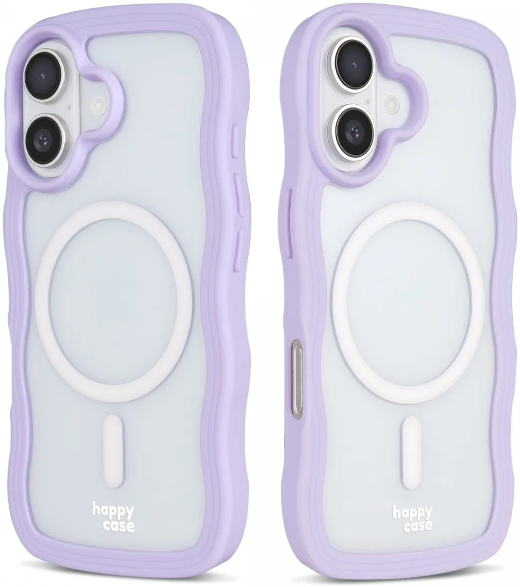 HappyCase Wavy Apple iPhone 16 Hoesje MagSafe Back Cover Paars afbeelding 14