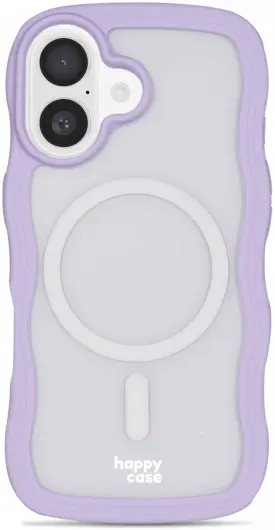 HappyCase Wavy Apple iPhone 16 Hoesje MagSafe Back Cover Paars afbeelding 1