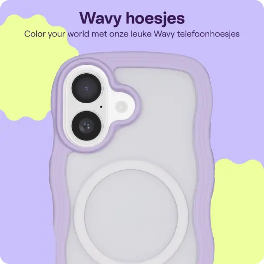 HappyCase Wavy Apple iPhone 16 Hoesje MagSafe Back Cover Paars afbeelding 4