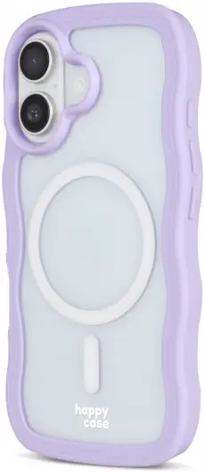HappyCase Wavy Apple iPhone 16 Hoesje MagSafe Back Cover Paars afbeelding 2