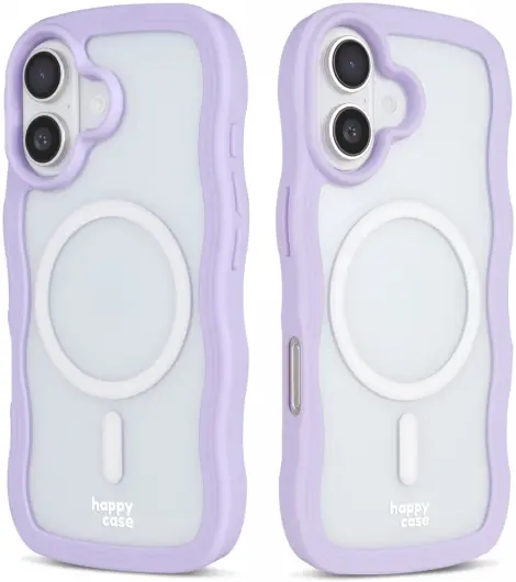 HappyCase Wavy Apple iPhone 16 Hoesje MagSafe Back Cover Paars afbeelding 14