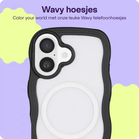 HappyCase Wavy Apple iPhone 16 Plus Hoesje MagSafe Back Cover Zwart afbeelding 4