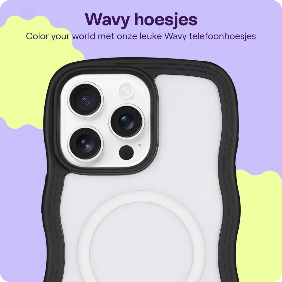 HappyCase Wavy Apple iPhone 16 Pro Hoesje MagSafe Back Cover Zwart afbeelding 4