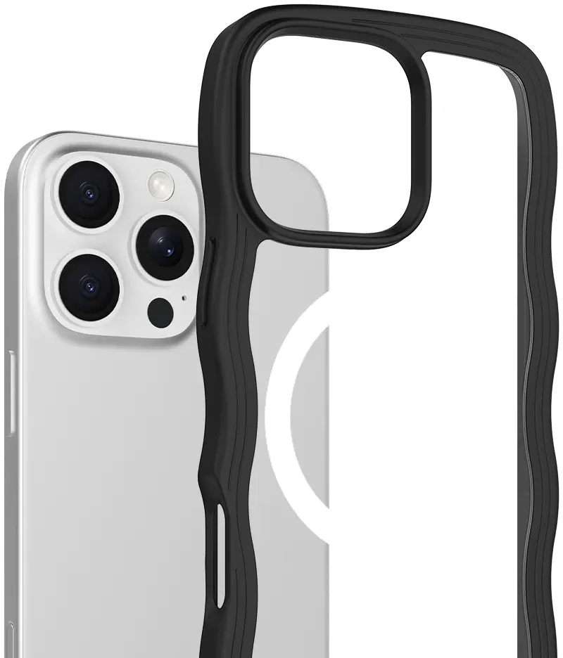 HappyCase Wavy Apple iPhone 16 Pro Hoesje MagSafe Back Cover Zwart afbeelding 2