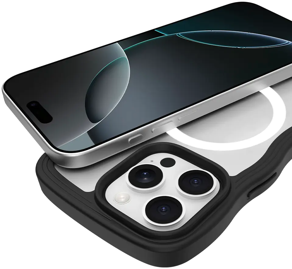 HappyCase Wavy Apple iPhone 16 Pro Hoesje MagSafe Back Cover Zwart afbeelding 12