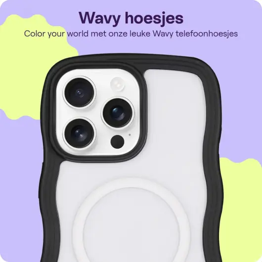 HappyCase Wavy Apple iPhone 16 Pro Hoesje MagSafe Back Cover Zwart afbeelding 4
