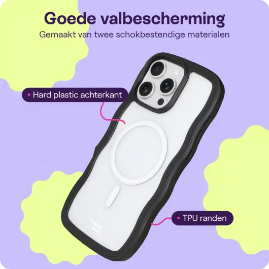 HappyCase Wavy Apple iPhone 16 Pro Hoesje MagSafe Back Cover Zwart afbeelding 6