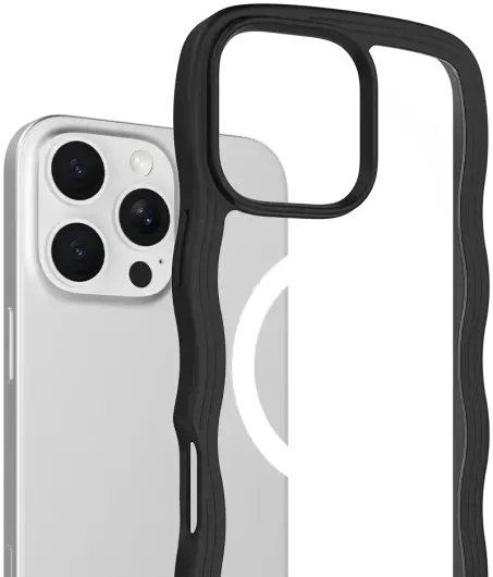 HappyCase Wavy Apple iPhone 16 Pro Hoesje MagSafe Back Cover Zwart afbeelding 2