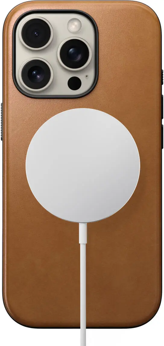 Nomad Modern Leather Apple iPhone 16 Pro Hoesje MagSafe English Tan afbeelding 1