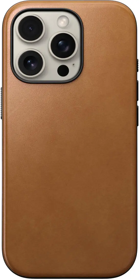 Nomad Modern Leather Apple iPhone 16 Pro Hoesje MagSafe English Tan afbeelding 2