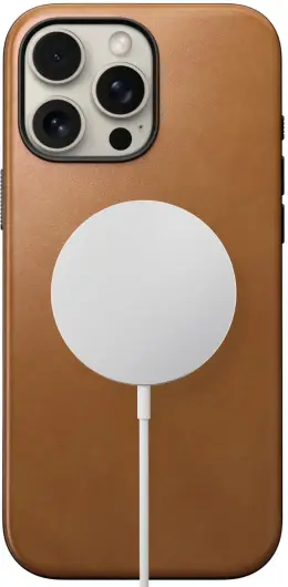 Nomad Modern Leather iPhone 16 Pro Max Hoesje Leer MagSafe English Tan afbeelding 1