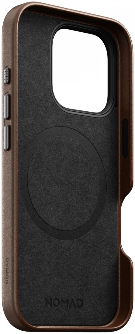 Nomad Traditional Leather iPhone 16 Pro Hoesje Leer MagSafe Bruin afbeelding 9