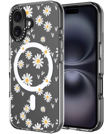 HappyCase Joy Apple iPhone 16 Hoesje MagSafe Back Cover Daisy Hearts Hoesjes