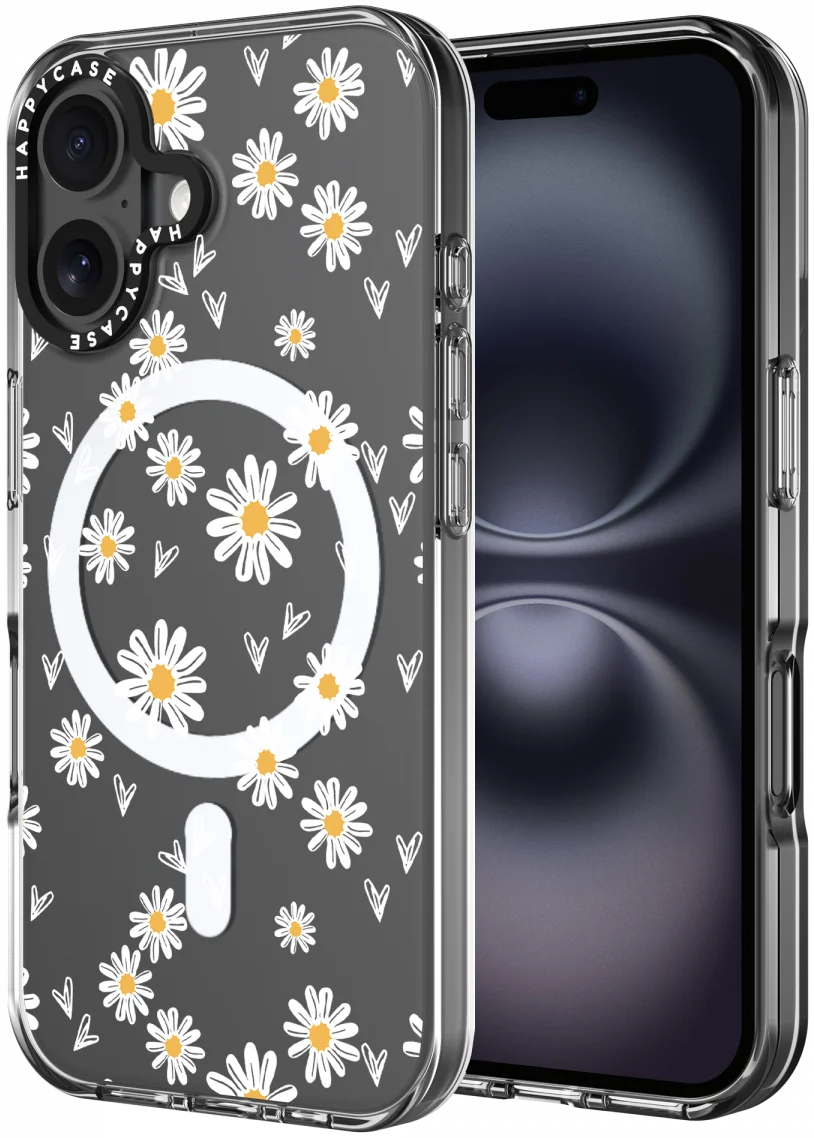 HappyCase Joy Apple iPhone 16 Hoesje MagSafe Back Cover Daisy Hearts afbeelding 1