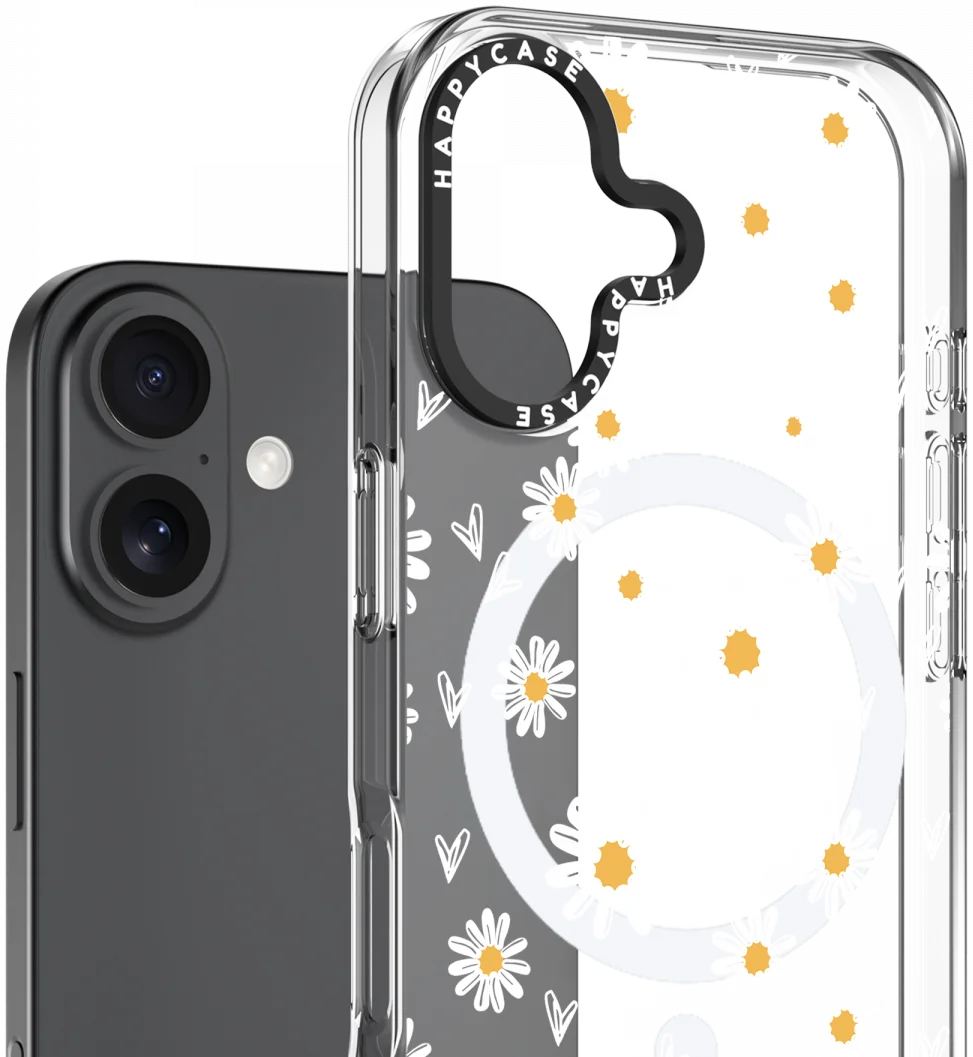 HappyCase Joy Apple iPhone 16 Hoesje MagSafe Back Cover Daisy Hearts afbeelding 2