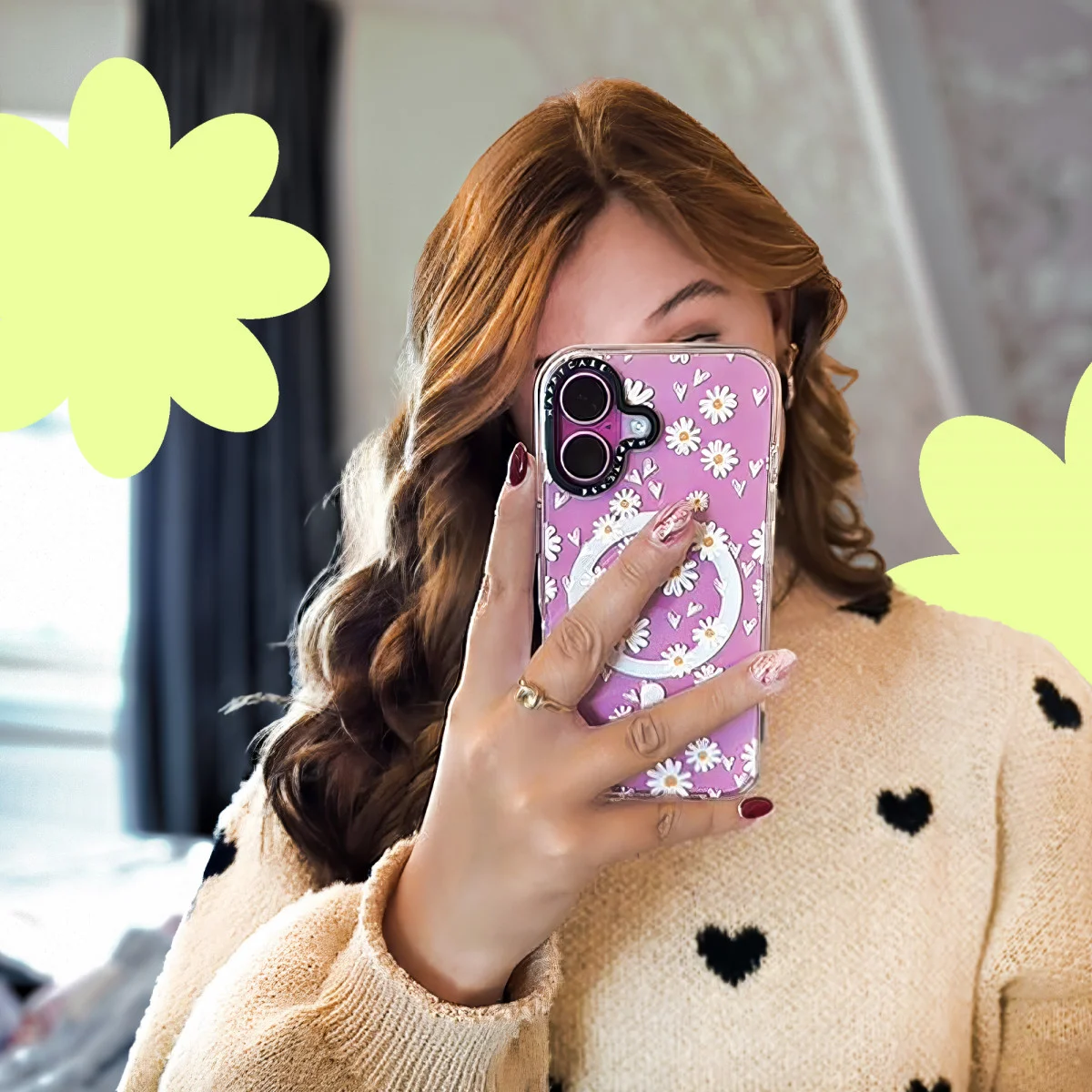 HappyCase Joy Apple iPhone 16 Hoesje MagSafe Back Cover Daisy Hearts afbeelding 8