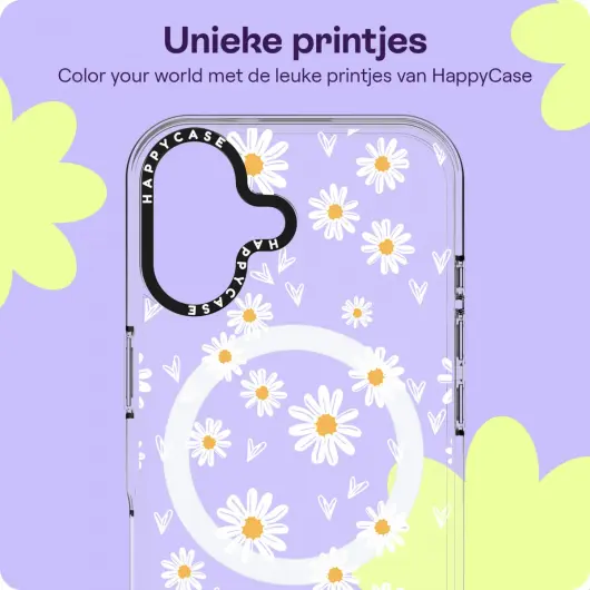HappyCase Joy Apple iPhone 16 Hoesje MagSafe Back Cover Daisy Hearts afbeelding 4