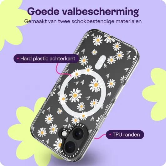 HappyCase Joy Apple iPhone 16 Hoesje MagSafe Back Cover Daisy Hearts afbeelding 6
