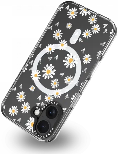 HappyCase Joy Apple iPhone 16 Hoesje MagSafe Back Cover Daisy Hearts afbeelding 14