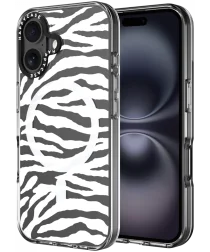 HappyCase Joy Apple iPhone 16 Hoesje MagSafe Back Cover Silver Zebra